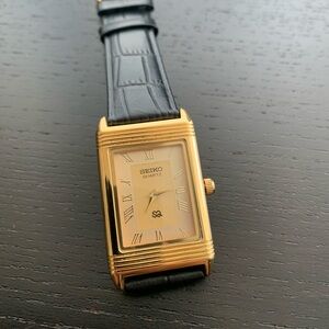Vintage Seiko Tank Gold dial gold bezel